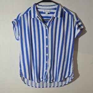 Blue and White Vertical Stripe Button-Down Shirt